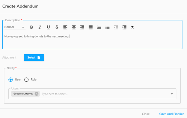 Create Addendum