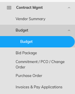 Budget tab